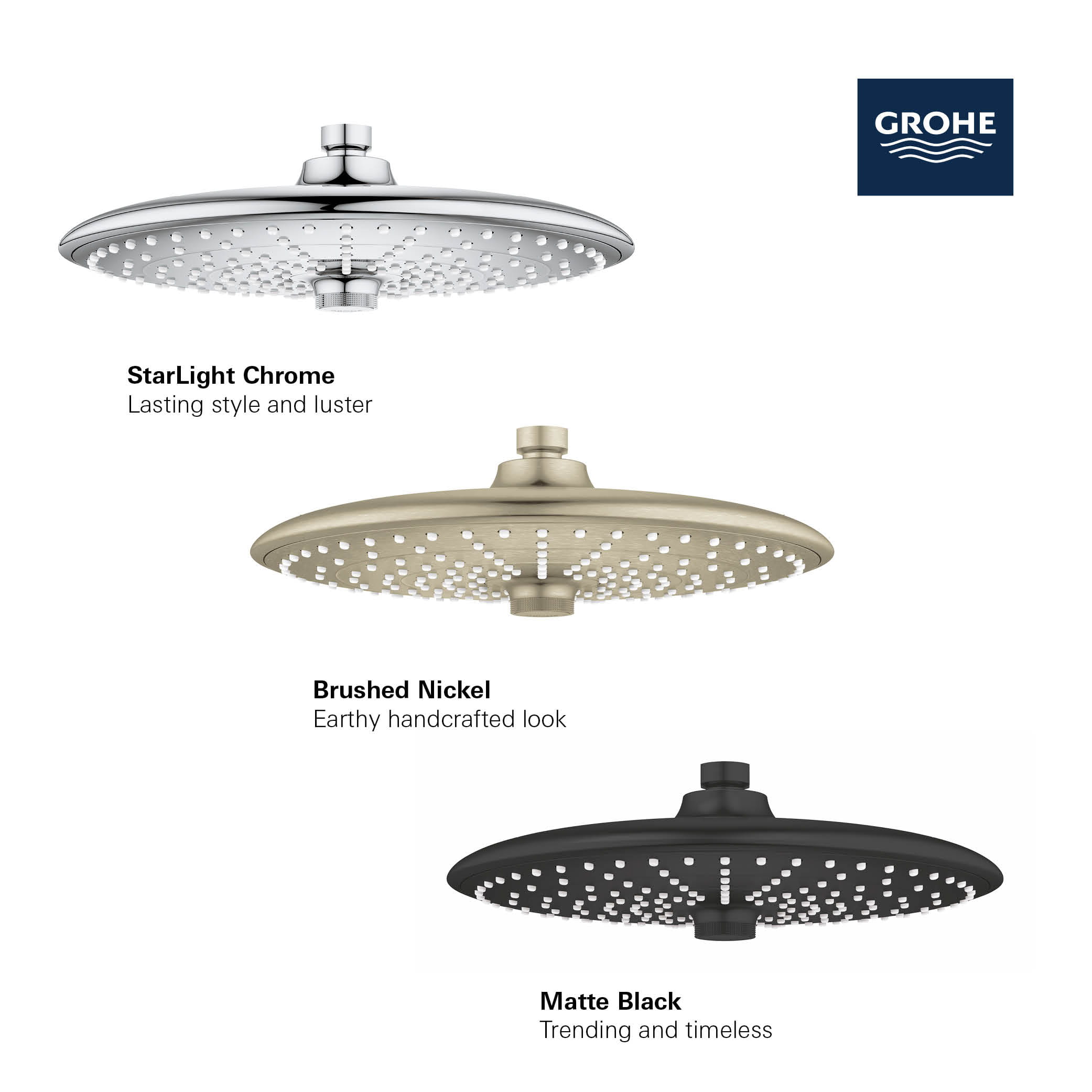 260 Shower Head, 10" 3 Sprays, 1.75 gpm